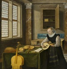 Lady Playing the Lute, c17th century. Creator: Hendrik van Steenwyck