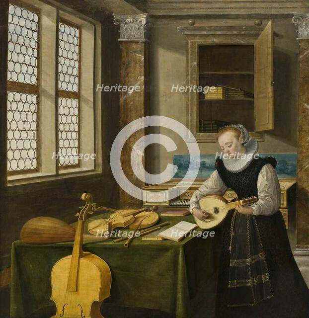 Lady Playing the Lute, c17th century. Creator: Hendrik van Steenwyck.
