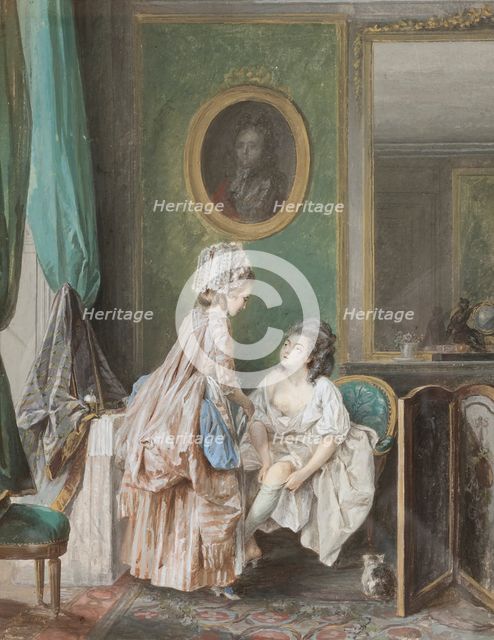 Lady Pulling on her Stockings. Creator: Nicolas Lavreince.
