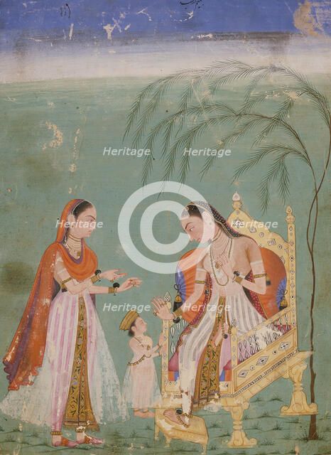 Lady Receiving a Child and Her Maid, c1640. Creator: Unknown.