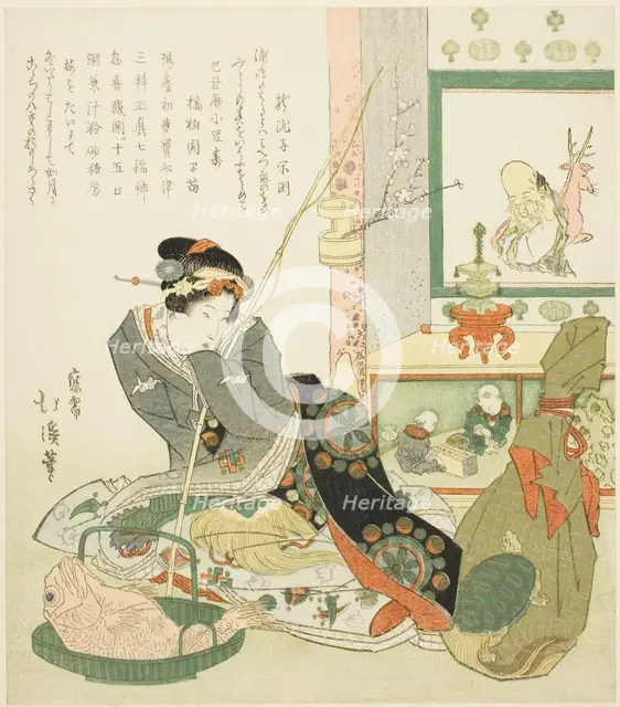 Lady Seated by a Tokonoma Alcove, 1829. Creator: Totoya Hokkei.