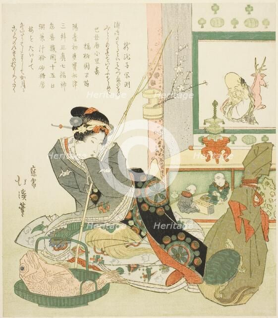 Lady Seated by a Tokonoma Alcove, 1829. Creator: Totoya Hokkei.