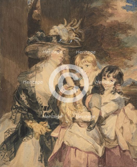 Lady Smith and Her Children, 1800-1872. Creator: Simon Jacques Rochard.
