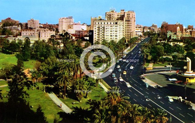 Lafayette Park and Wilshire Boulevard, Los Angeles, California, USA, 1953. Artist: Unknown