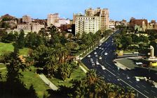 Lafayette Park and Wilshire Boulevard, Los Angeles, California, USA, 1953