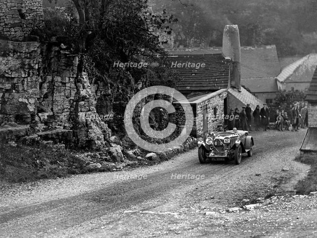 Lagonda of Lord de Clifford competing in the MCC Sporting Trial, Litton Slack, Derbyshire, 1930. Artist: Bill Brunell.