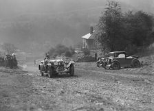 Lagonda of Lord de Clifford passing two MG M types during the MCC Sporting Trial, 1930. Artist: Bill Brunell