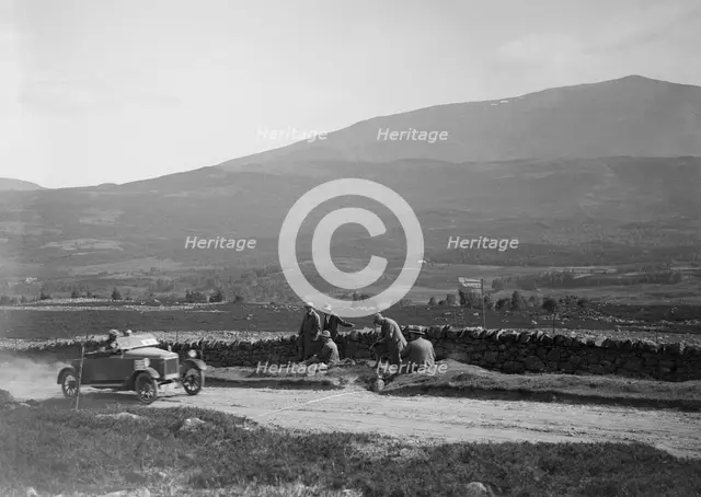 Lagonda open 2-seater of WH Oates competing in the Scottish Light Car Trial, 1922. Artist: Bill Brunell.
