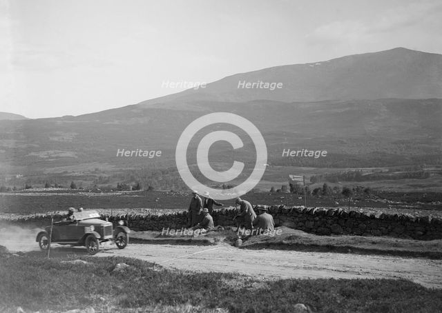 Lagonda open 2-seater of WH Oates competing in the Scottish Light Car Trial, 1922. Artist: Bill Brunell.