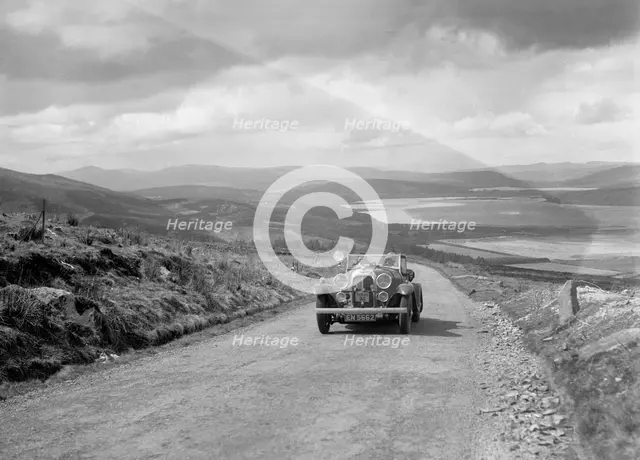 Lagonda open tourer of CG Seddon competing in the RSAC Scottish Rally, 1934. Artist: Bill Brunell.