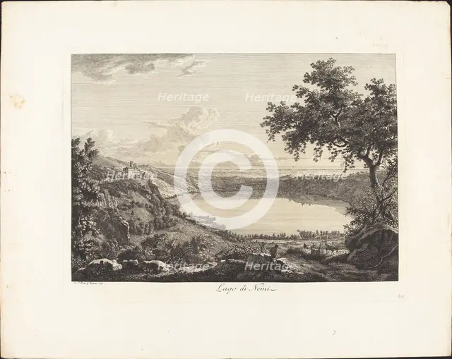 Lago di Nemi, 1792. Creator: Albert Christoph Dies.
