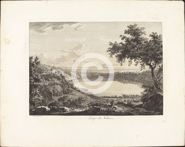 Lago di Nemi, 1792. Creator: Albert Christoph Dies.