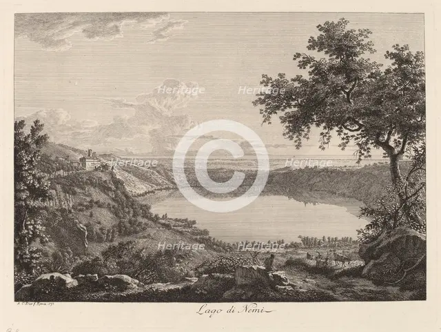 Lago di Nemi (Lake Nemi), 1792. Creator: Albert Christoph Dies.