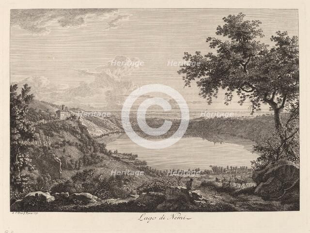 Lago di Nemi (Lake Nemi), 1792. Creator: Albert Christoph Dies.