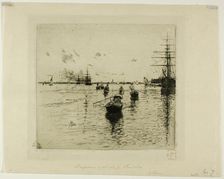 Lagune with Steamers and Gondolas, Venice, 1885. Creator: Robert Frederick Blum