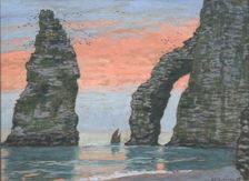L'Aiguille d'Étretat, ciel rouge, ca 1899. Creator: Auburtin, Jean Francis (1866-1930)