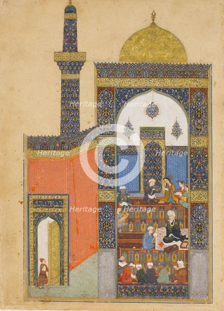 Laila and Majnun at School, Folio from a Khamsa (Quintet) of Nizami, A.H. 835/ A.D. 1431-32. Creator: Nizami.