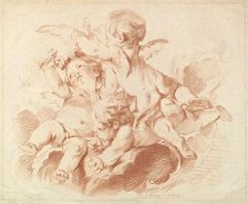 L'Air (The Air): A Group of Three Putti on Clouds, 18th century. Creator: Louis Marin Bonnet