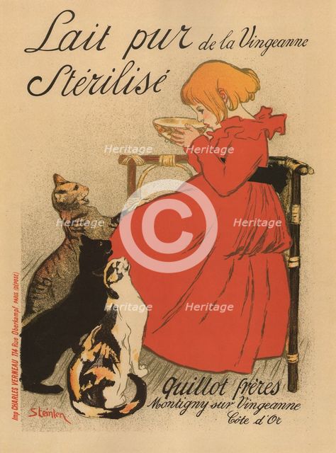 Lait pur stérilisé de la Vingeanne (Poster), 1890s. Artist: Steinlen, Théophile Alexandre (1859-1923)