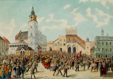 Lajkonik in the Main Market Square in Krakow, 1815-1820. Creator: Klemens Bakowski