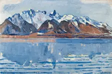 Lake Thun with Stockhorn Range, c. 1913. Creator: Hodler, Ferdinand (1853-1918)