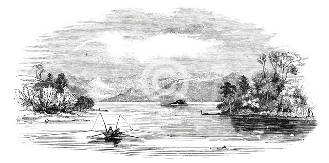 Lake trout fishing, in Derwentwater, 1844. Creator: Unknown.