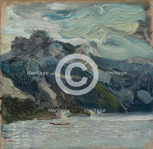 Lake Traun with Mountain Sleeping Greek, 1907. Artist: Gerstl, Richard (1883-1908)