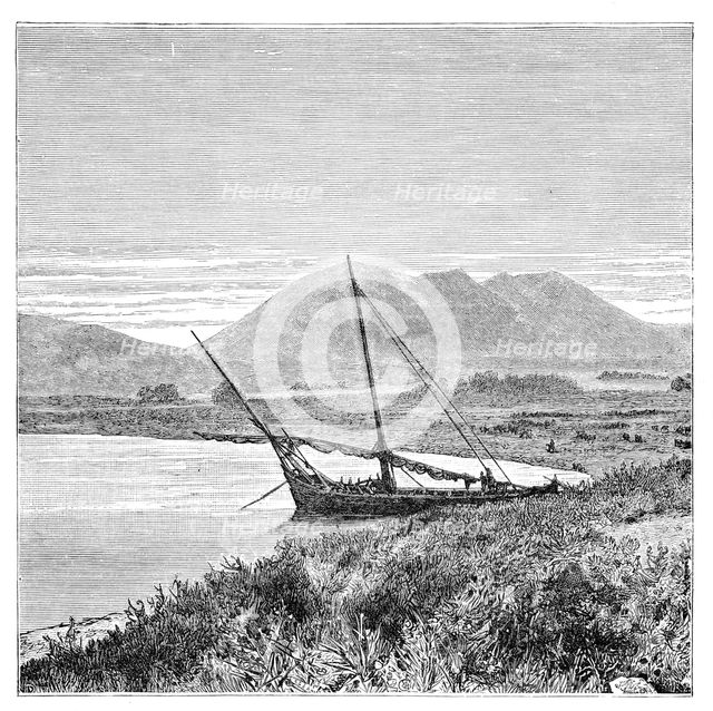 Lake Van, Tadwan Bay and Mount Nimrud, Turkey, 1895. Artist: Unknown