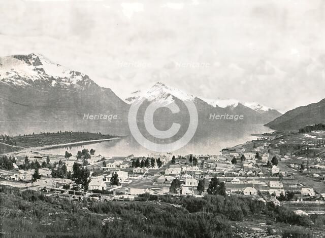 Lake Wakatipu and the mountains, Queenstown, New Zealand, 1895.  Creator: Unknown.