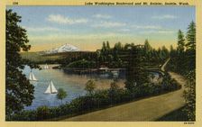 Lake Washington Boulevard and Mt. Rainier, Seattle, Washington, 1942