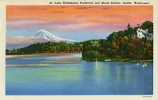 Lake Washington Boulevard and Mt. Rainier, Seattle, Washington, 1935