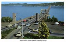 Lake Washington Floating Bridge, Seattle, Washington, USA, 1957