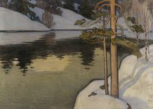 Lake with Snow on the Shore, 1899-1900. Creator: Vaino Blomstedt