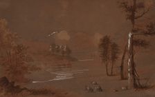 Lake and Mountain View, 19th century. Creator: Alfred Jacob Miller