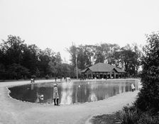 Lake and pavilion, Clark Park, Detroit, Mich., c1908. Creator: Unknown