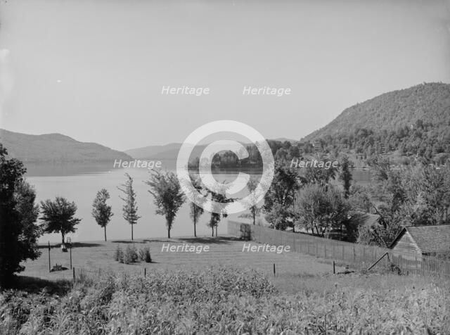 Lake and Rogers' Rock from the north, Lake George, N.Y., The, c1904. Creator: Unknown.