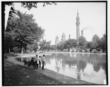Lake and tower, Water Works Park, Detroit, Mich., c1905. Creator: Unknown