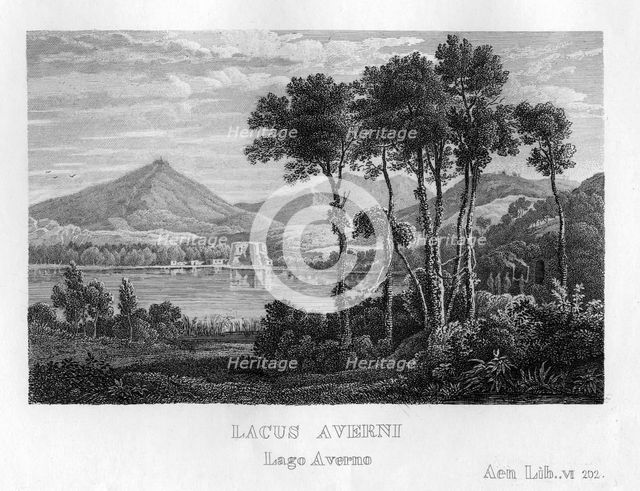 Lake Avernus, Campania, Italy, c1833. Creator: Unknown.
