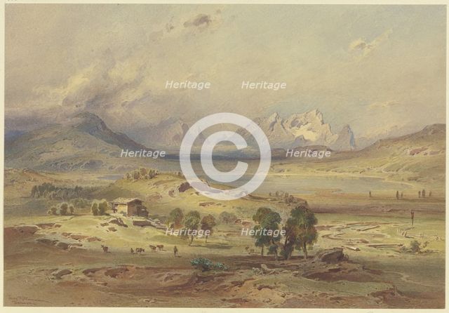 Lake Barmsee with the Zugspitze, 19th century. Creator: Leopold Rottmann.