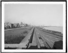 Lake front from Illinois Central station, Chicago, Ill., between 1890 and 1901. Creator: Unknown