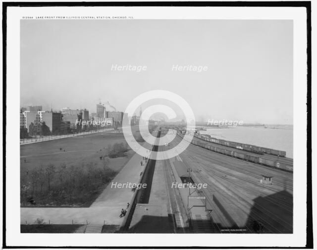 Lake front from Illinois Central station, Chicago, Ill., between 1890 and 1901. Creator: Unknown.