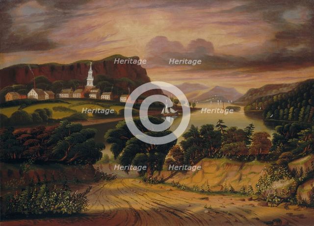 Lake George and the Village of Caldwell, mid 19th century. Creator: Thomas Chambers.