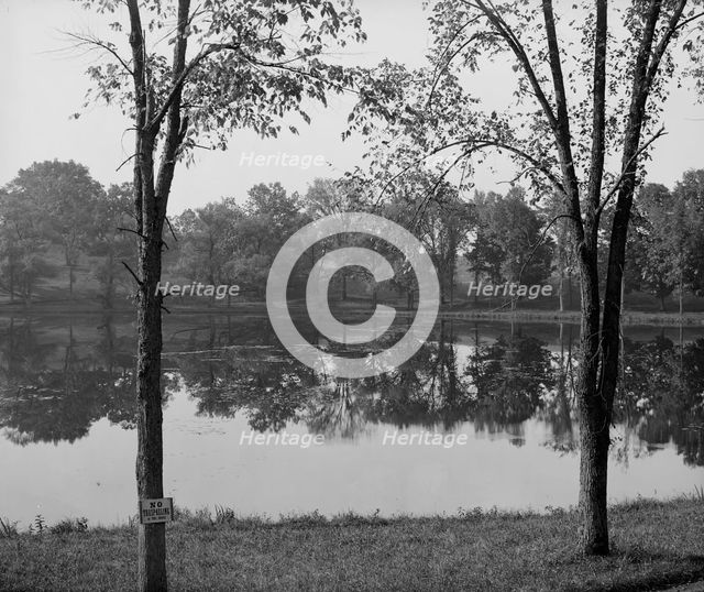Lake in asylum grounds, Concord, N.H., between 1900 and 1910. Creator: Unknown.