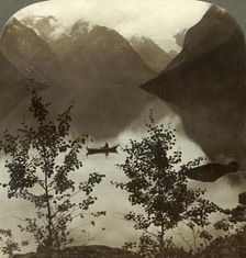 Lake Loen - fed by glaciers on its cloud-capped mountain shores - Norway c1905. Creator: Unknown