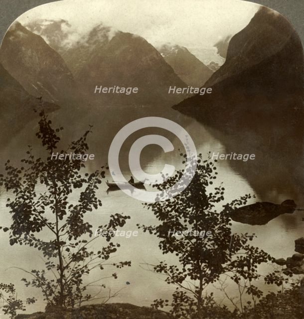 'Lake Loen - fed by glaciers on its cloud-capped mountain shores - Norway', c1905. Creator: Unknown.