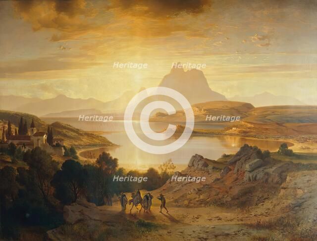 Lake Lugano, 1868. Creator: Albert Zimmermann.