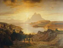 Lake Lugano, 1868. Creator: Albert Zimmermann