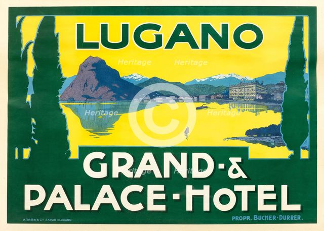 Lake Lugano. Grand and Palace Hotel, c. 1925. Creator: Anonymous.