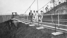 Lake Manchester suspension bridge, 1927. Creator: Jack Bain