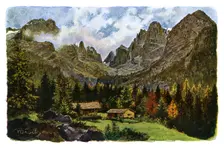 Lake Nambino and the Brentagroup, Tyrol, 1901. Artist: CM Reisch